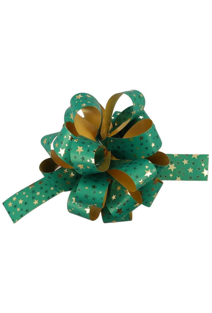 Kerst Trek Strikken Mat Groen Stars Goud Metallic rond 95mm 30st