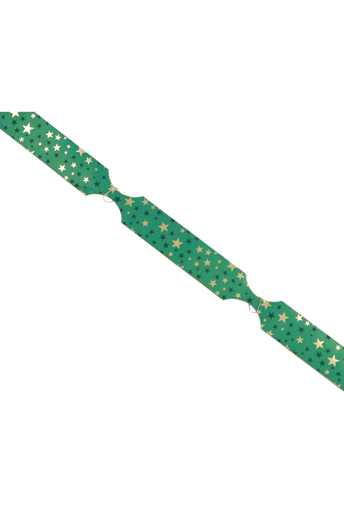 Kerst Trek Strikken Mat Groen Stars Goud Metallic rond 95mm 30st