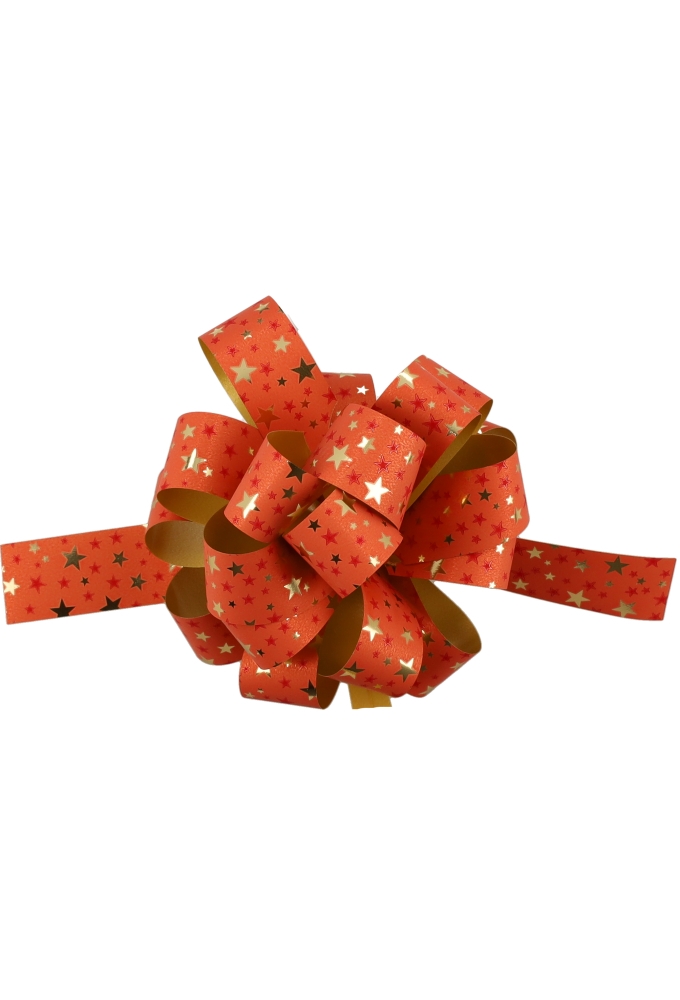 Kerst Trek Strikken Mat Rood Stars Goud Metallic rond 95mm 30st