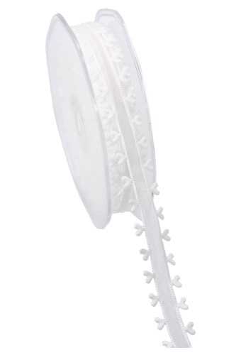 Organzalint Wit Met Satijn Hartjes 15mm x 15meter OP IS OP