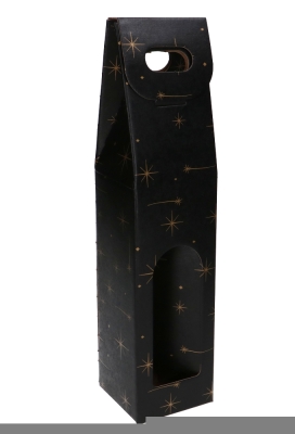Luxe Wijndozen Vigo Zwart Stars voor 1 fles 9x9x38.5cm 9stuks