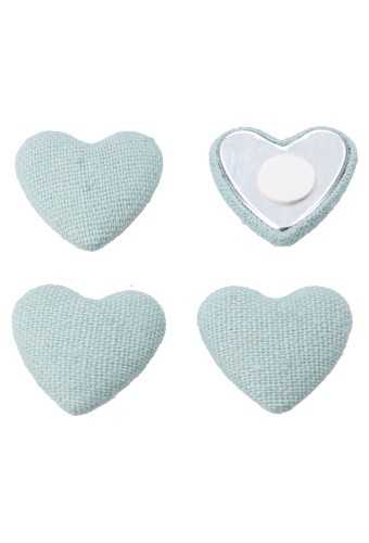 Decoratie Plakker Baby Hartjes Stof Blauw 2.5cm 24stuks