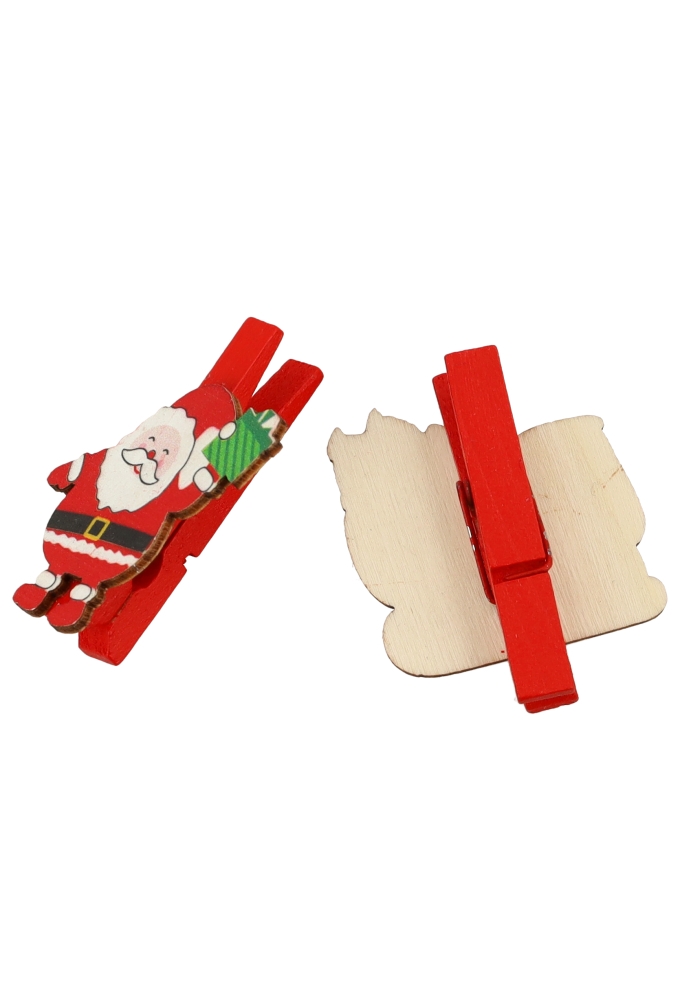 Houten Decoratie Sneeuwman & Slee & Knijper 3x4.5cm 6stuks