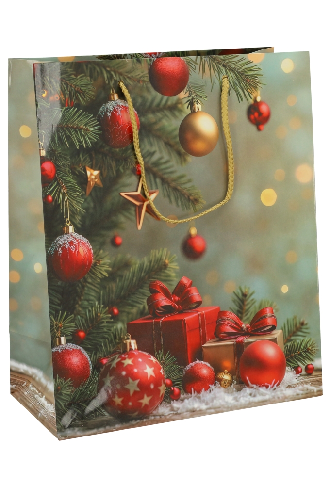 Kersttasjes Groot Red Wonder 26.5x13.5x32.5cm 12stuks