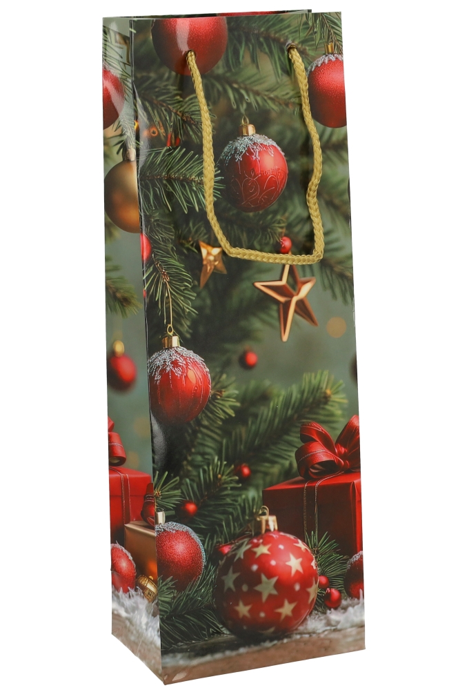 Kerst Wijntasjes 1 Fles Red Wonder 12.5x9x36.5cm 12stuks