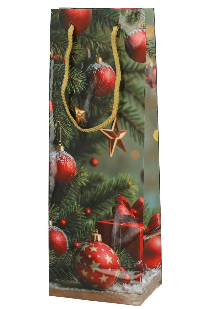Kerst Wijntasjes 1 Fles Red Wonder 12.5x9x36.5cm 12stuks