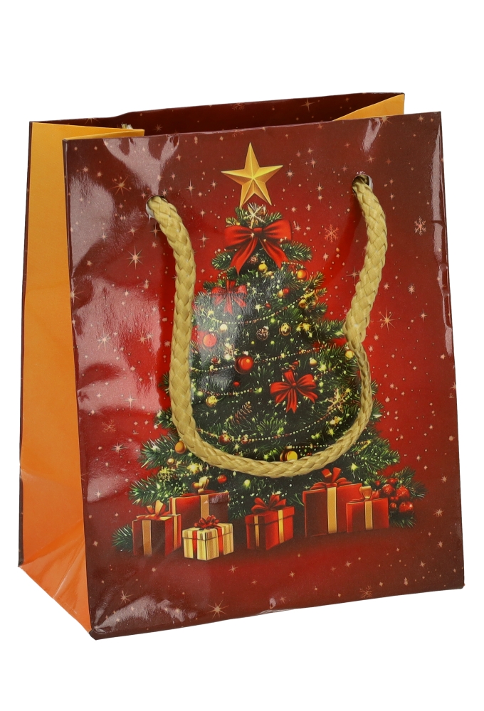 Kersttasjes Klein Red Celebration 11x6.5x14.5cm 12stuks