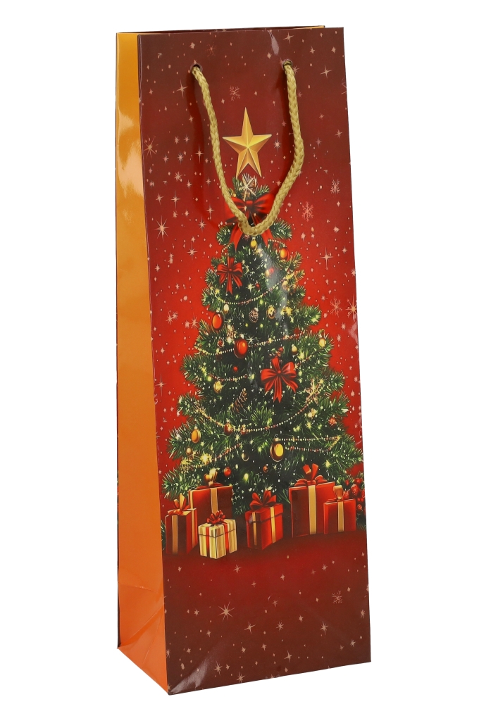 Kerst Wijntasjes 1 Fles Red Celebration 12.5x9x36.5cm 12stuks