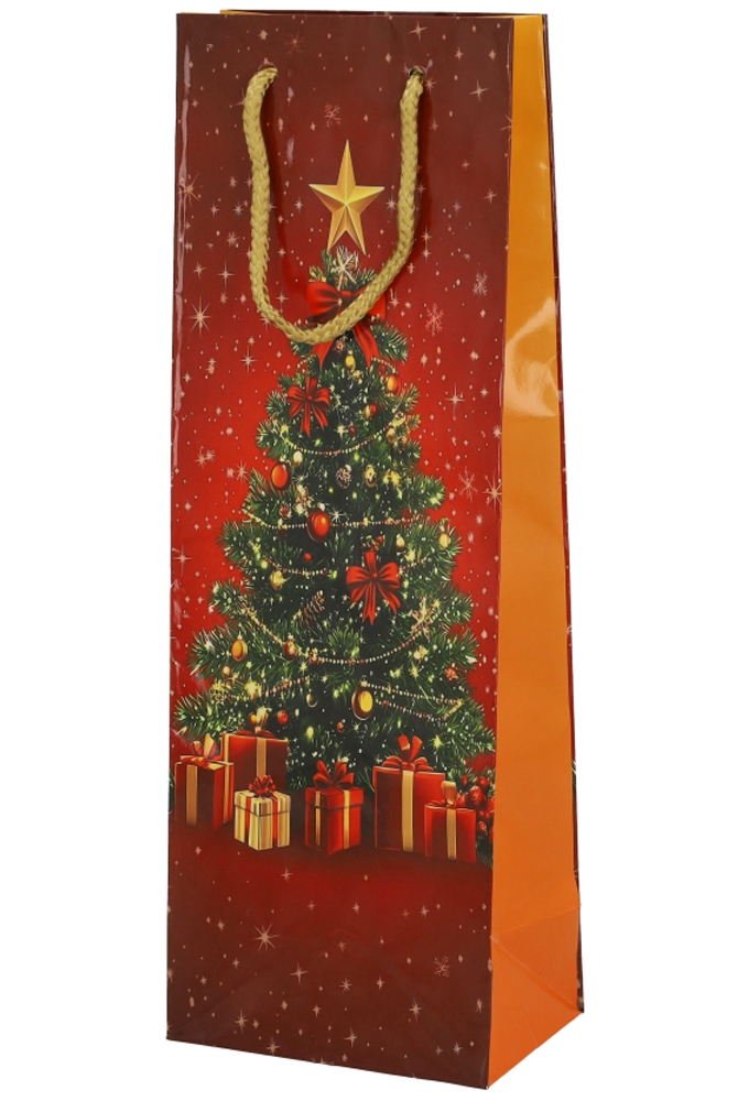 Kerst Wijntasjes 1 Fles Red Celebration 12.5x9x36.5cm 12stuks