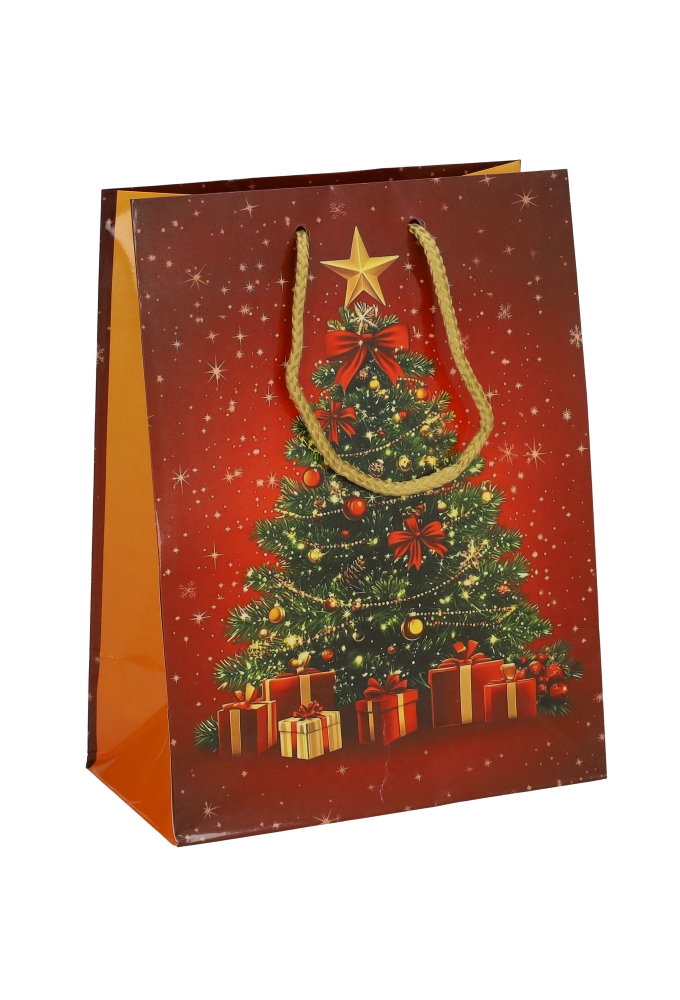 Kersttasjes Medium Red Celebration 18x10x23cm 12stuks