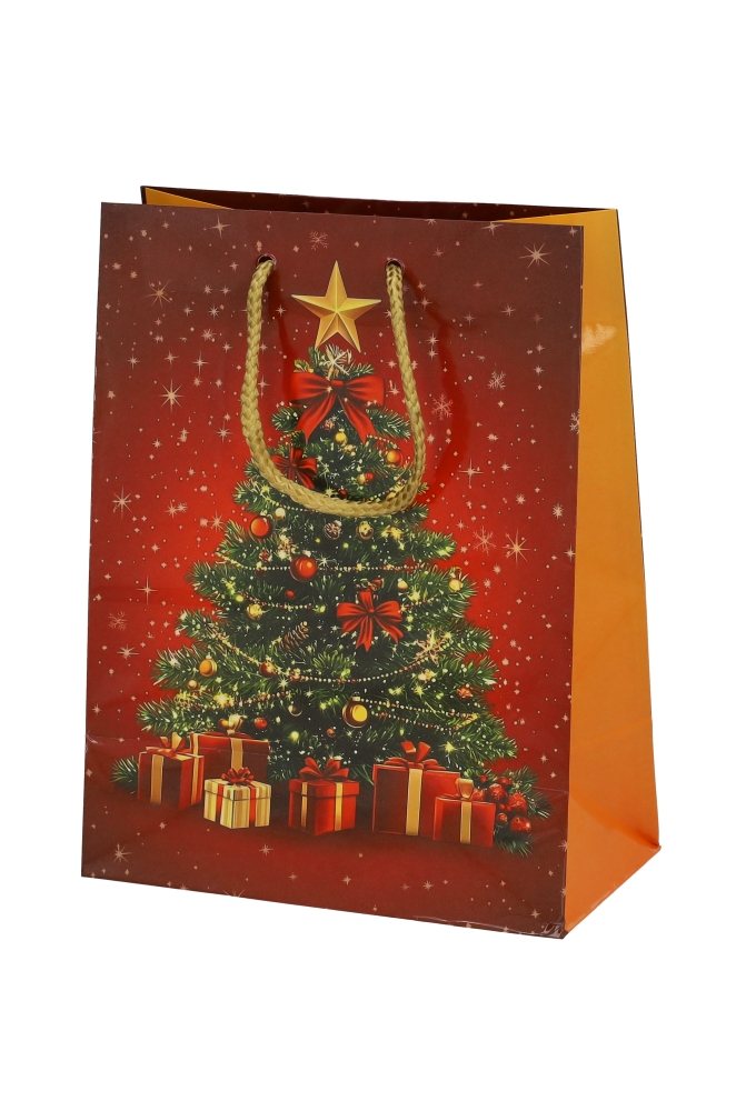Kersttasjes Medium Red Celebration 18x10x23cm 12stuks