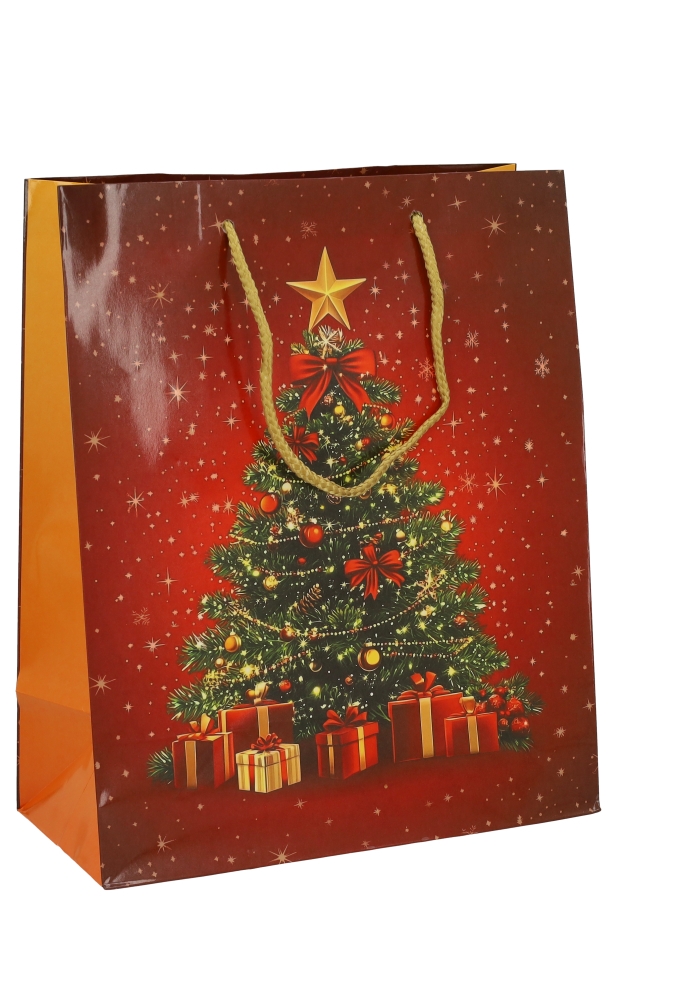 Kersttasjes Groot Red Celebration 26.5x13.5x32.5cm 12stuks