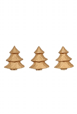 Houten Decoratie Kerstboom Goud Met Plakker 2.5x1.8 cm 100stuks