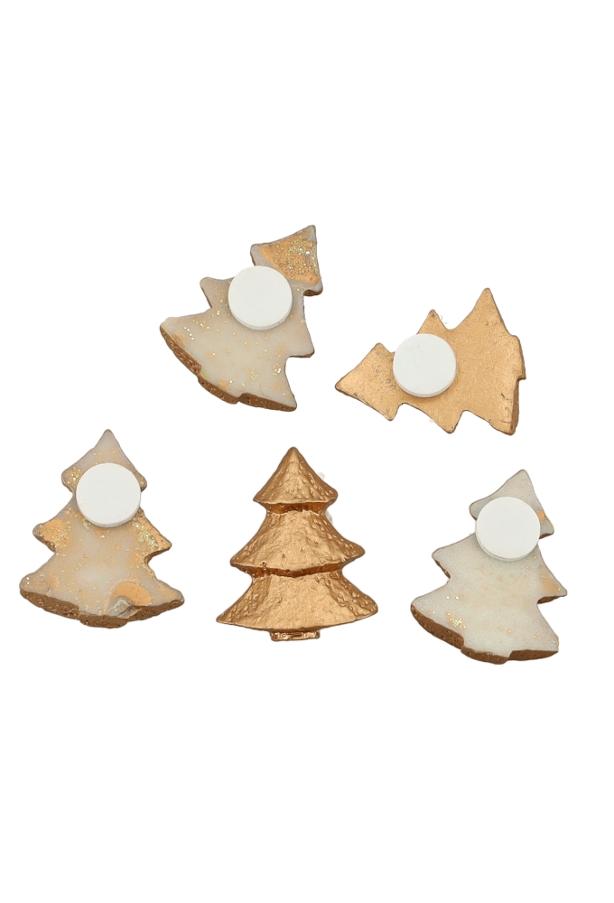 Houten Decoratie Kerstboom Goud Met Plakker 2.5x1.8 cm 100stuks