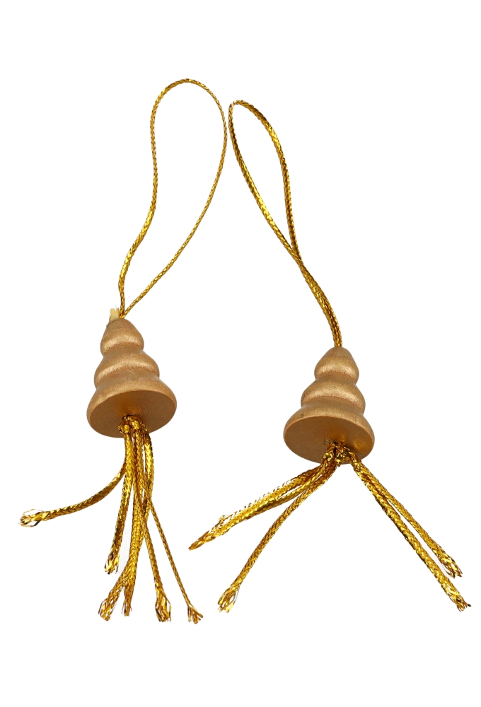 Gelukspoppetjes Kerstboom Goud 2cm Hout Aan Koordje 50stuks