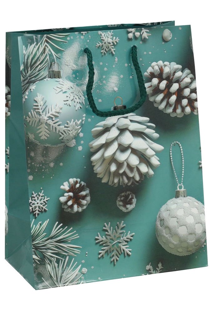 Kersttasjes Medium Winter Snowflakes 18x10x23cm 12stuks