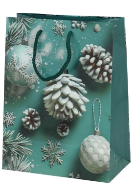 Kersttasjes Medium Winter Snowflakes 18x10x23cm 12stuks Kersttasjes Medium Winter Snowflakes 18x10x23cm 12stuks