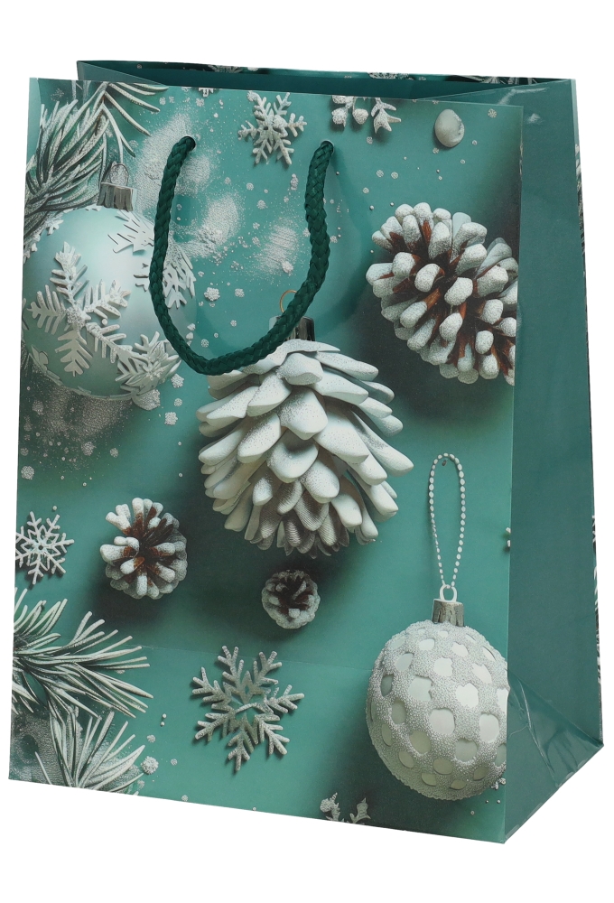 Kersttasjes Medium Winter Snowflakes 18x10x23cm 12stuks