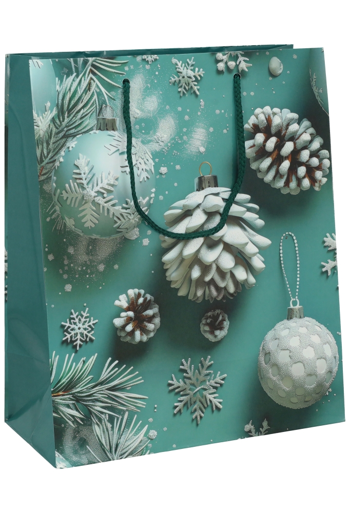 Kersttasjes Groot Winter Snowflakes 26.5x13.5x32.5cm 12stuks