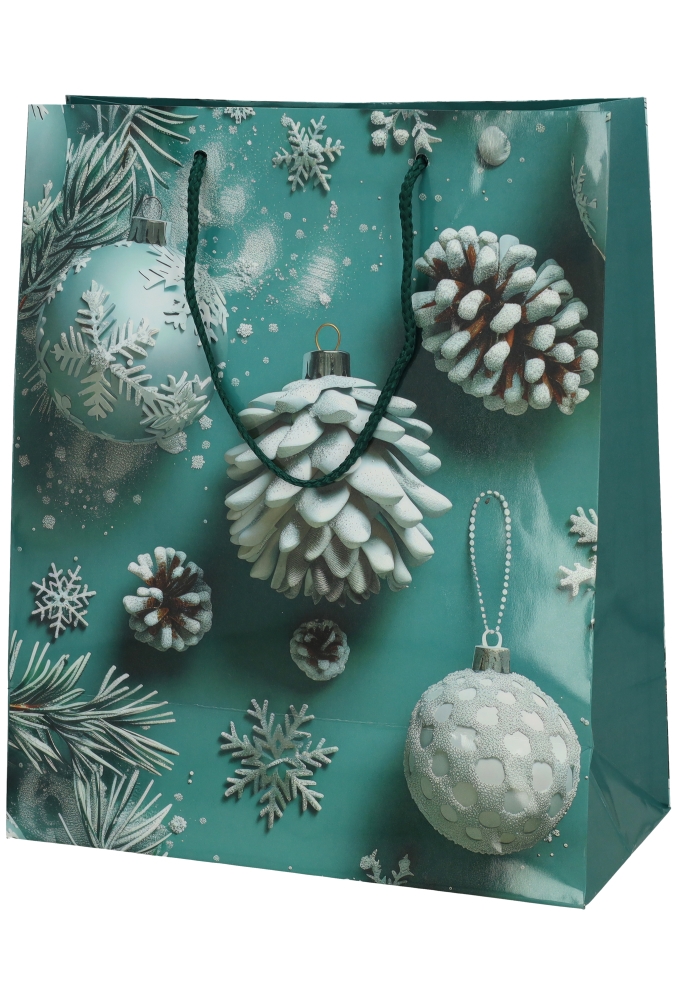 Kersttasjes Groot Winter Snowflakes 26.5x13.5x32.5cm 12stuks