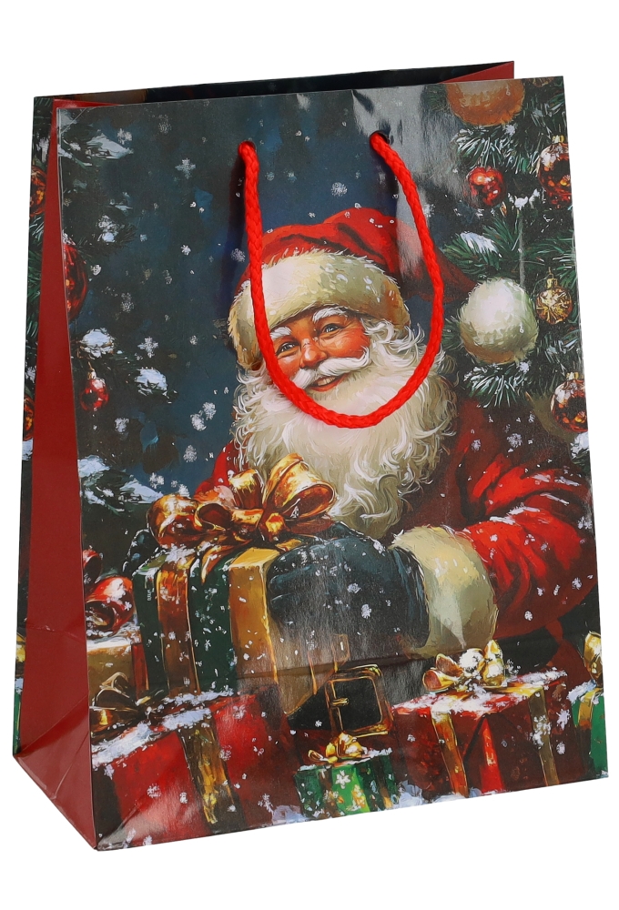 Kersttasjes Medium Santas Surprise 18x10x23cm 12stuks