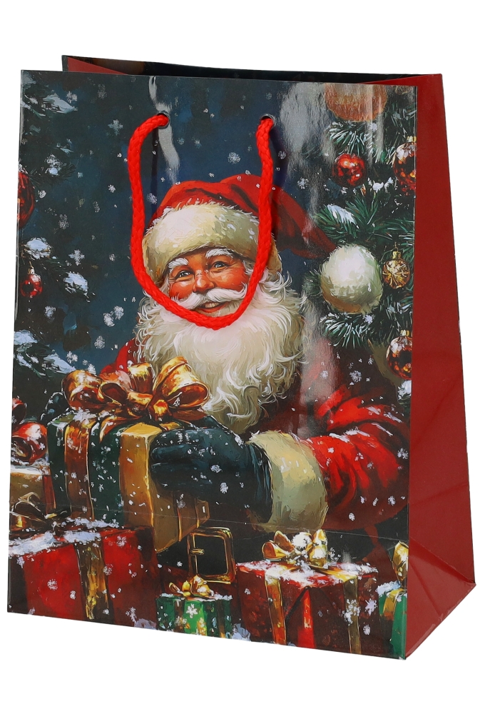 Kersttasjes Medium Santas Surprise 18x10x23cm 12stuks