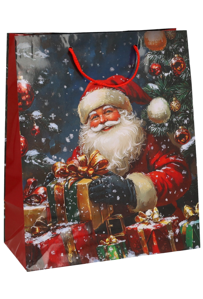 Kersttasjes Medium Santas Surprise 26.5x13.5x32.5cm 12stuks