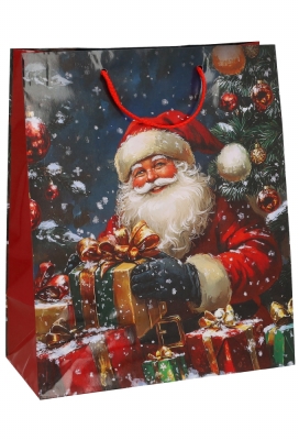Kersttasjes Groot Santas Surprise 26.5x13.5x32.5cm 12stuks