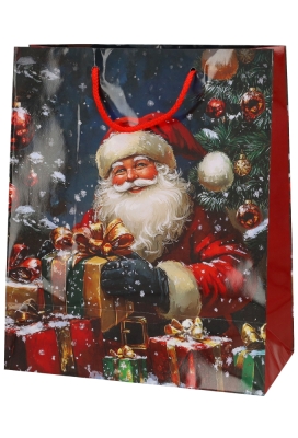 Kersttasjes Medium Santas Surprise 26.5x13.5x32.5cm 12stuks