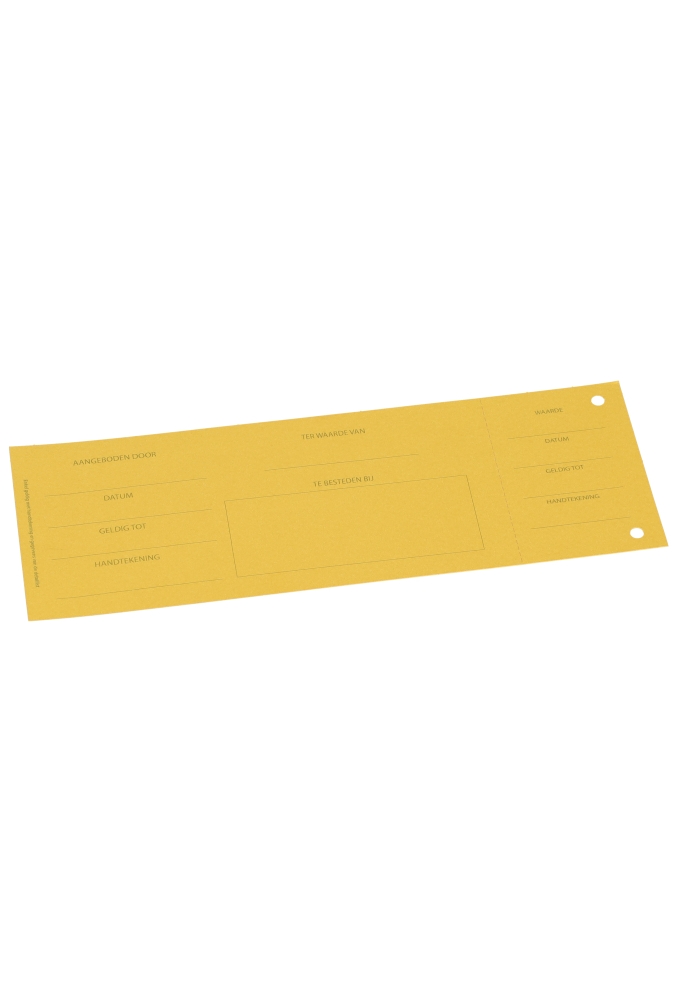 Cadeaubon 21x9.8 met Controle nummer 25 stuks Goud Metallic