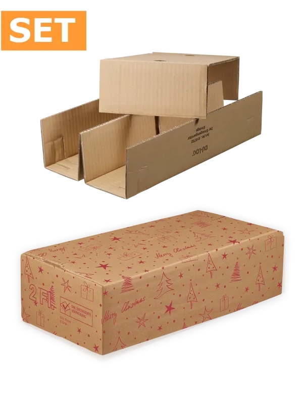 Wijnverzenddoos Xmas 2-fl & Interieur 40x20x11cm 25stuks