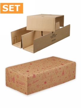 Wijnverzenddoos Xmas 2-fl & Interieur 40x20x11cm 25stuks