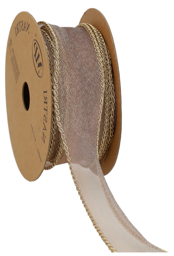 Luxe Kadolint Organza Dark Pink Metallic Goud Rand  40mm x 10meter