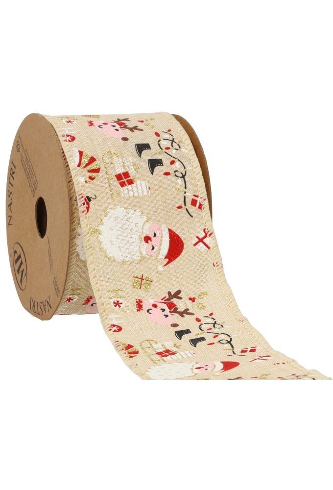 Luxe Kadolint Christmas Figures Beige met IJzerdraad 63mm x 10meter Luxe Kadolint Christmas Figures Beige met IJzerdraad 63mm x 10meter