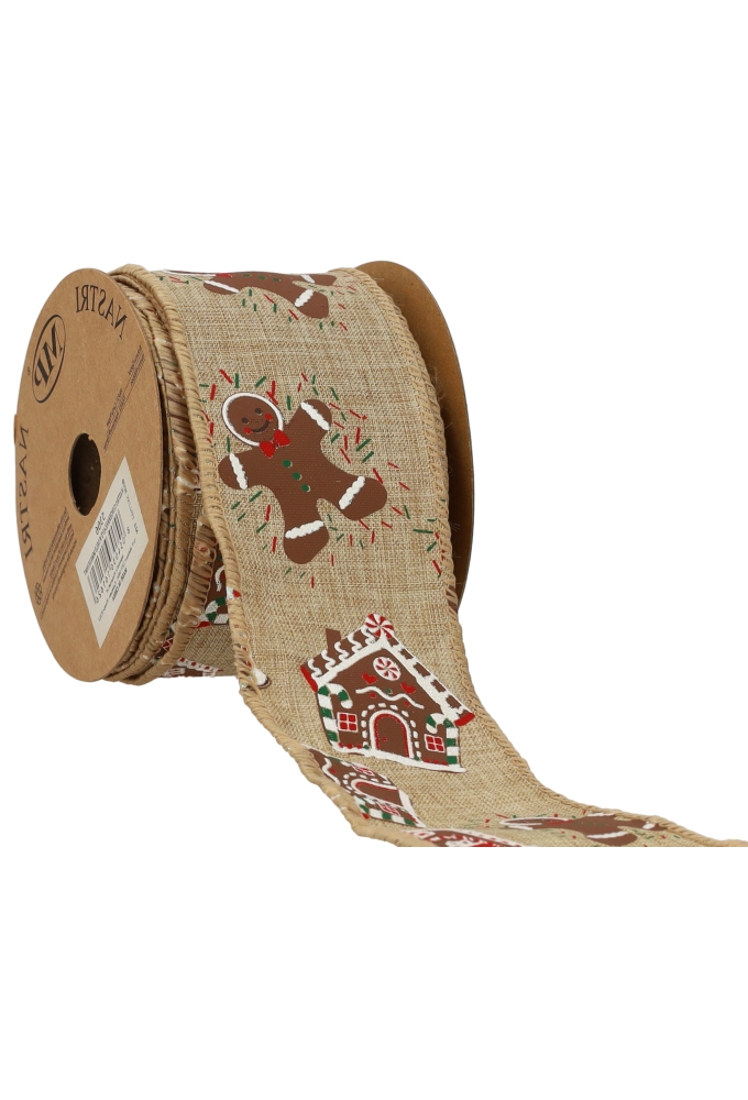 Luxe Kadolint Gingerbread met IJzerdraad 63mm x 10meter Luxe Kadolint Gingerbread met IJzerdraad 63mm x 10meter