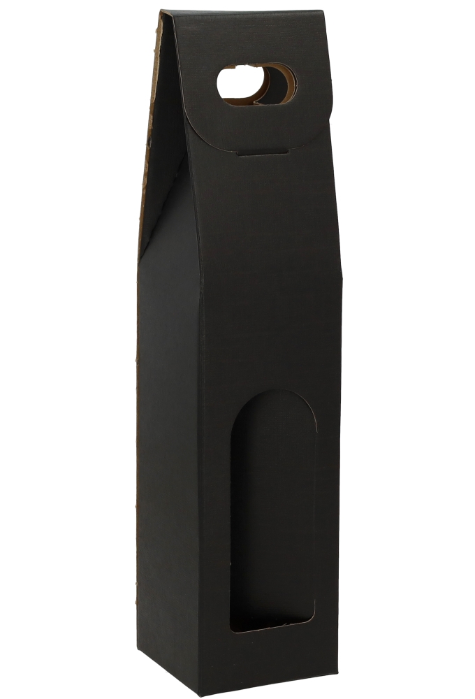 Luxe Wijndozen Vigo Zwart & Venster 1 fles 9x9x38.5cm 10stuks