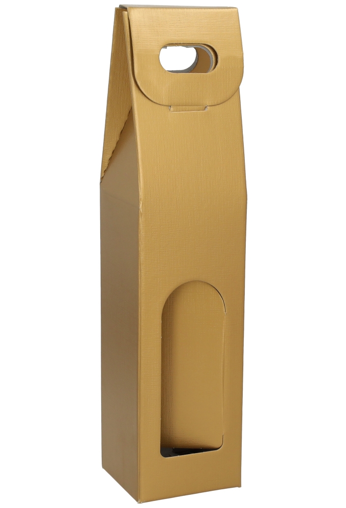 Luxe Wijndozen Vigo Goud & Venster 1 fles 9x9x38.5cm 10stuks