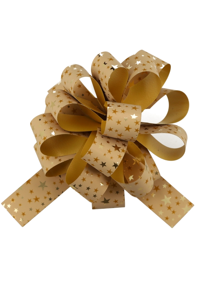 Kerst Trek Strikken Mat Goud Stars Goud Metallic rond 95mm 30st