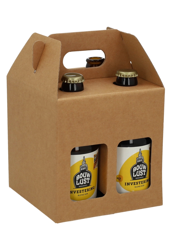 Bierverpakking Draagdoos Munich Kraft voor 4 flesjes Dik Buik 10stuks