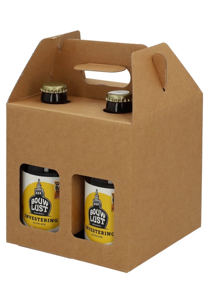 Bierverpakking Draagdoos Munich Kraft voor 4 flesjes Dik Buik 10stuks