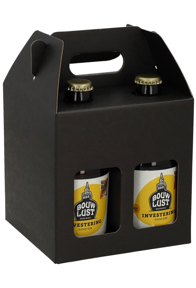 Bierverpakking Draagdoos Munich Zwart voor 4 flesjes Dik Buik 10stuks