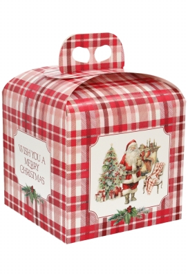 Geschenkdoosje Merry Christmas Kerstman Ruit 20x20x18cm 50stuks Geschenkdoosje Merry Christmas Kerstman Ruit 20x20x18cm 50stuks