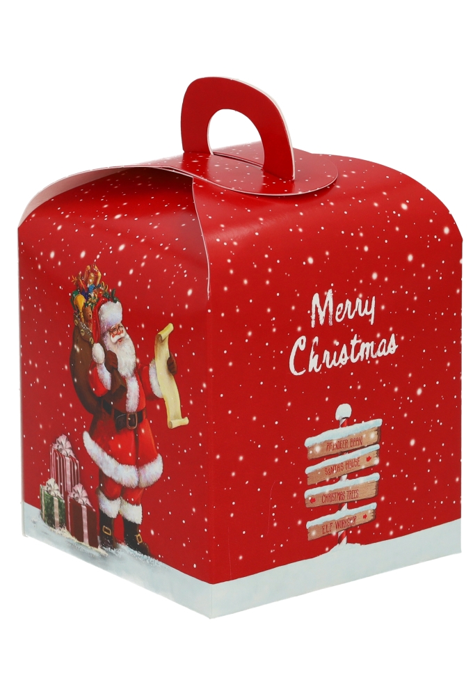 Geschenkdoosje Merry Christmas Kerstman Rood 10x10x10cm 10stuks