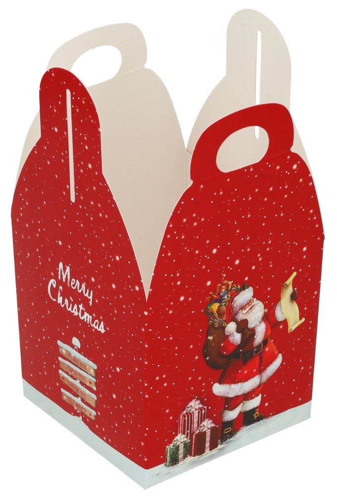 Geschenkdoosje Merry Christmas Kerstman Rood 10x10x10cm 10stuks