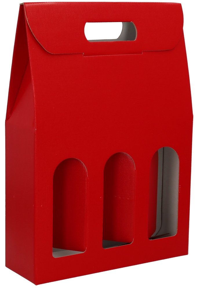 Luxe Wijndozen Vigo Rood voor 3 fles 27x9x38.5cm 30stuks