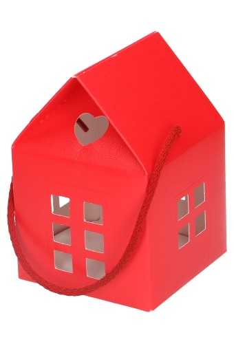 Geschenkdoos Huisje Rood & Koord 10x10x10cm 10stuks