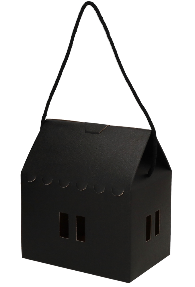 Geschenkdoos Huisje Zwart & Koord 20x14x14cm 40stuks