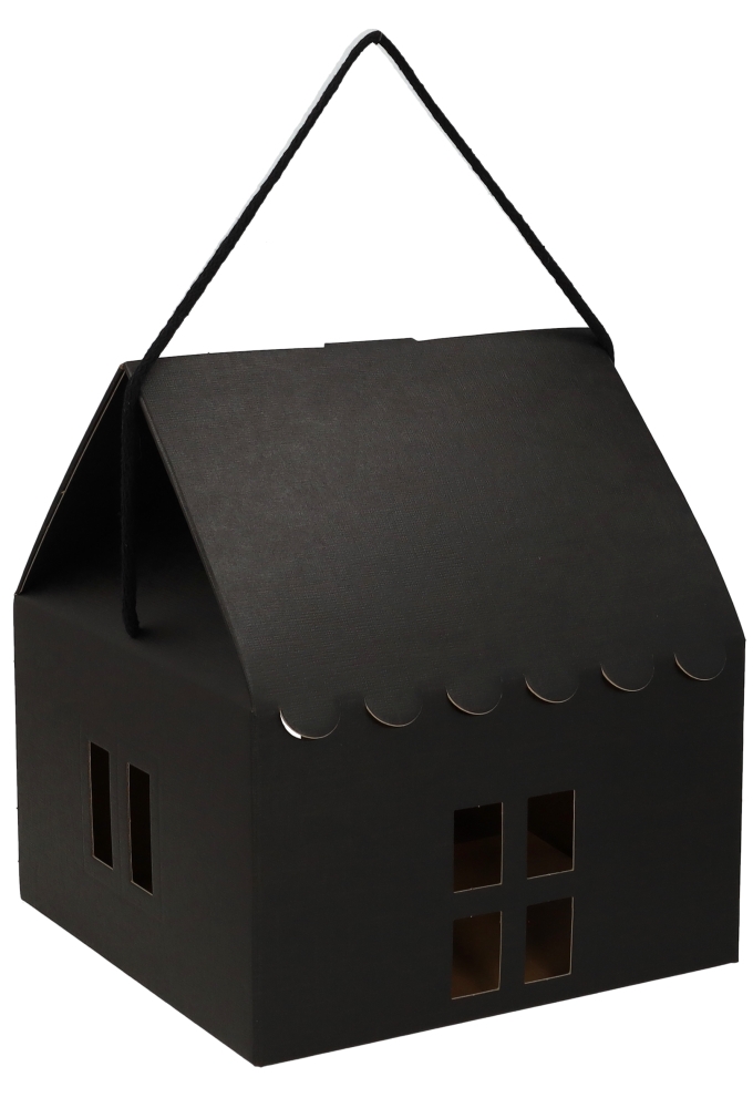 Geschenkdoos Huisje Zwart & Koord 24.5x24.5x15cm 40stuks