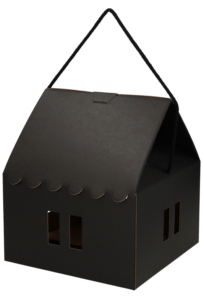 Geschenkdoos Huisje Zwart & Koord 24.5x24.5x15cm 40stuks