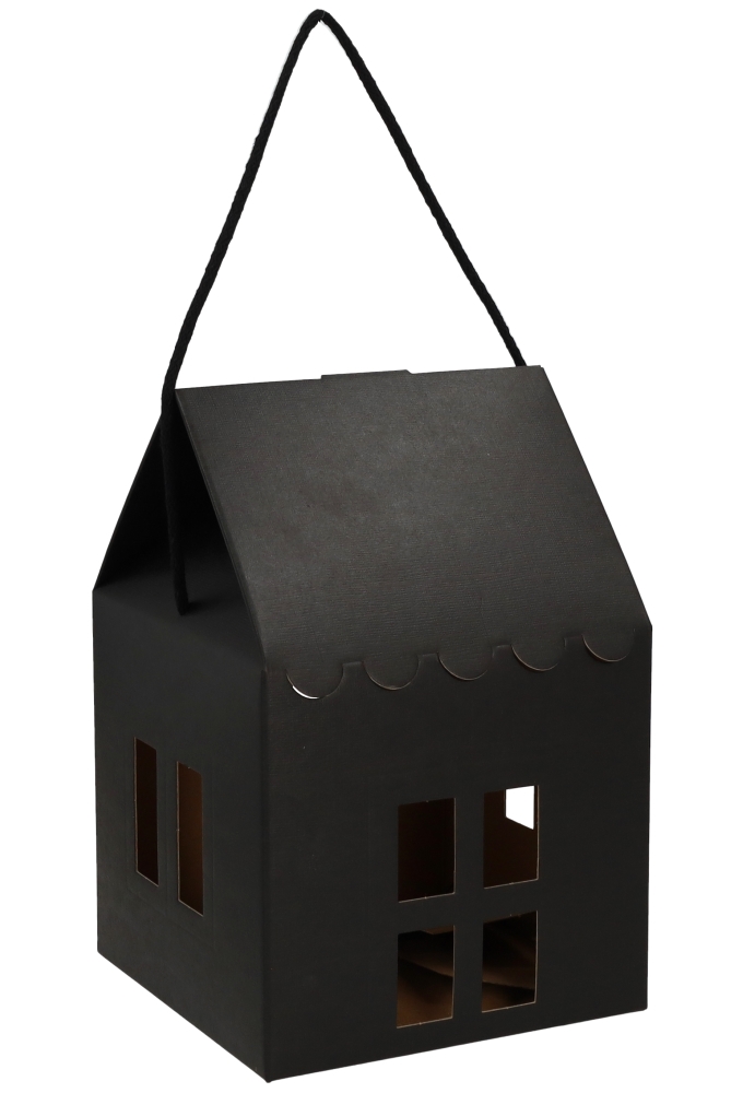 Geschenkdoos Huisje Zwart & Koord 20x20x18cm 40stuks